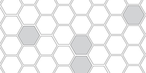 Vector geometric seamless texture symbol. Hexagon, bees hive cells pattern. Bee honey shapes. Abstract pattern with hexagonal white and gray technology line paper background.   Stylish grid texture. 
