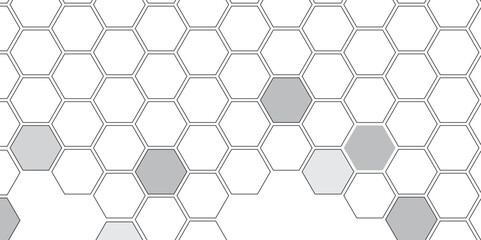 Vector geometric seamless texture symbol. Hexagon, bees hive cells pattern. Bee honey shapes. Abstract pattern with hexagonal white and gray technology line paper background.   Stylish grid texture. 
