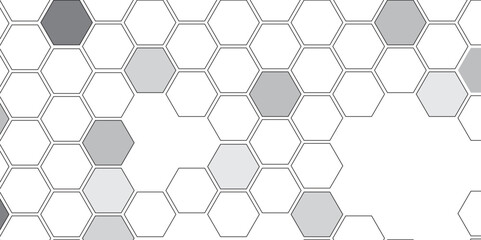 Vector geometric seamless texture symbol. Hexagon, bees hive cells pattern. Bee honey shapes. Abstract pattern with hexagonal white and gray technology line paper background.   Stylish grid texture. 

