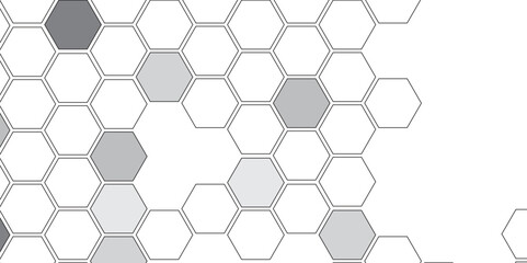 Vector geometric seamless texture symbol. Hexagon, bees hive cells pattern. Bee honey shapes. Abstract pattern with hexagonal white and gray technology line paper background.   Stylish grid texture. 
