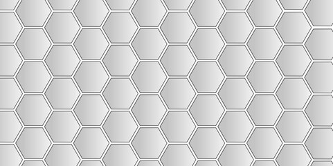 Vector geometric seamless texture symbol. Hexagon, bees hive cells pattern. Bee honey shapes. Abstract pattern with hexagonal white and gray technology line paper background.   Stylish grid texture. 
