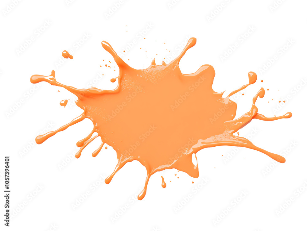 Poster vibrant orange paint splash on transparent background, creating dynamic and energetic visual effect.