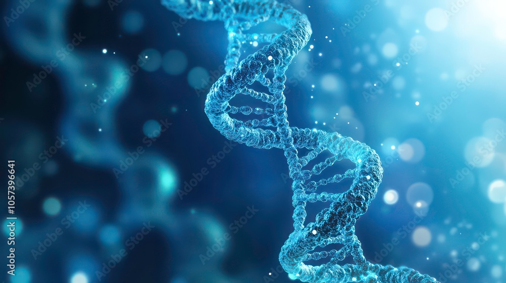 Poster a close-up view of a dna double helix structure, representing genetic material and biology.