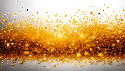 sparkling yellow pixels create festive holiday glow intricate sparkling dust particles clean white background png format