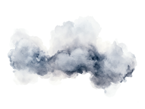 soft, watercolor cloud illustration in shades of gray and white on transparent background, perfect for backgrounds or graphic design elements effects