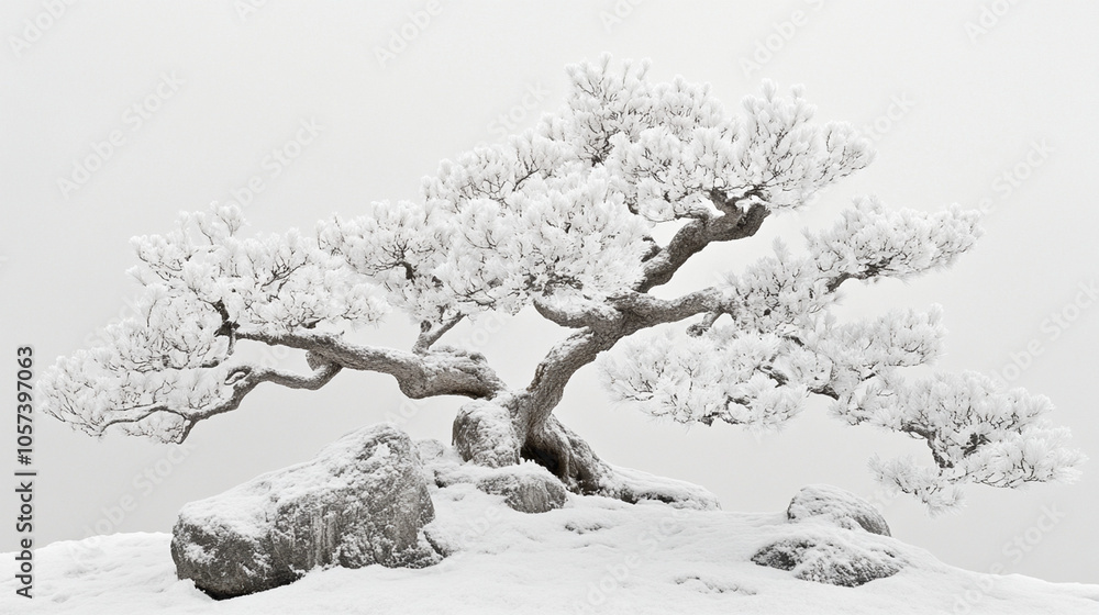 Wall mural tree in snow