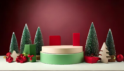 winter sale offers blank pedestal stage podium product festive ai christmas copy space