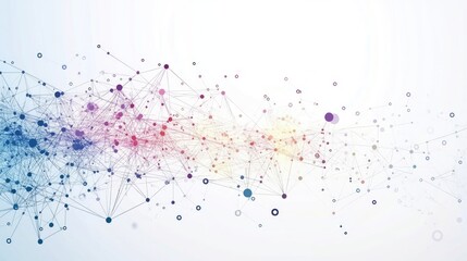 Obraz premium Dynamic data news banner design with connected nodes and elements, ideal for representing information flow and technology concepts in a modern style. Ample copy space is available.