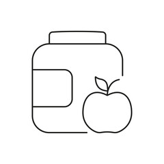 Jar with Apple Line Icon, Symbol of Healthy Eating and Nutritional Supplementation. Health and Wellness Concept. Isolated Vector Illustration