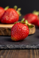 several red sweet strawberries in close-up