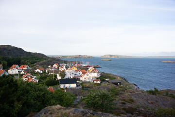 Naklejka premium Swedish fishing village in the archipelago next to the sea