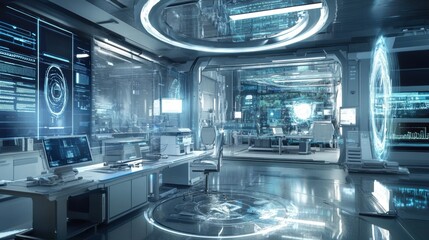 A futuristic lab where scientists are developing next-generation