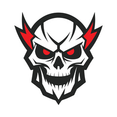 Tribal Skull Vector Illustration with Red Eyes.