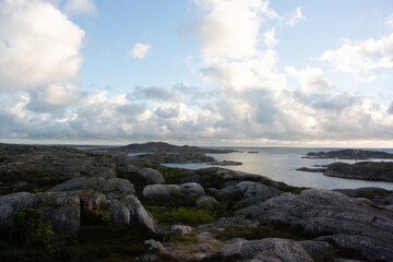 Rocks and clouds and the sea in the archipelago in Sweden