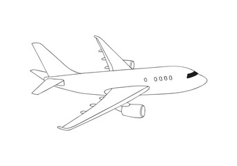 Continuous Line Art of an Airplane. Minimalist Travel and Aviation Illustration