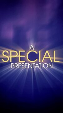 A retro Special Presentation title page background plate animation. Distressed film look, vertical orientation.	