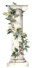 Naklejka premium PNG An ancient greek pillar wrapped by leaves architecture column plant.