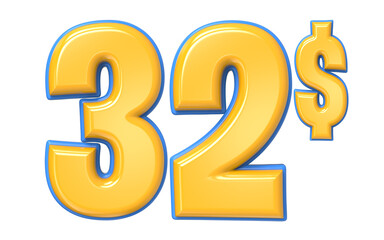 Blue And Yellow Number 3D Render