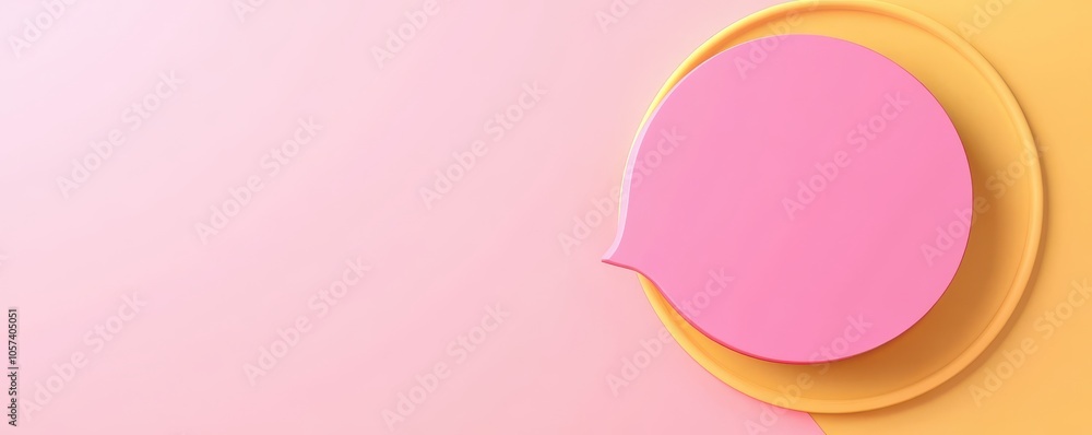 Poster a minimalist design featuring a pink speech bubble on a soft gradient background, creating a vibrant