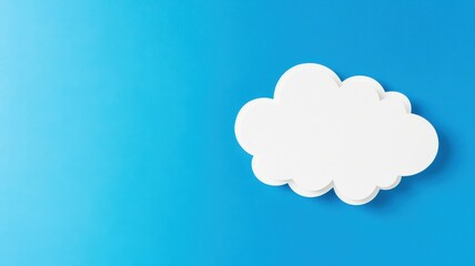Fototapeta premium A simple white cloud on a vibrant blue background, creating a minimalist, serene atmosphere that evokes feelings of calm and openness.