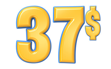 Blue And Yellow Number 3D Render