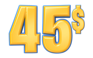 Blue And Yellow Number 3D Render