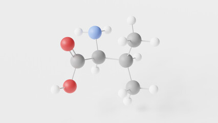 valine molecule 3d, molecular structure, ball and stick model, structural chemical formula amino acid