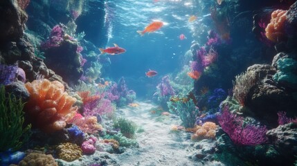 Naklejka premium An underwater scene of a coral reef with diverse marine life