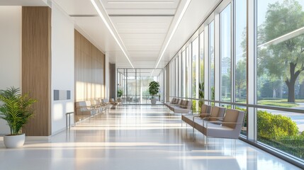 Bright and airy hospital waiting area with modern furniture