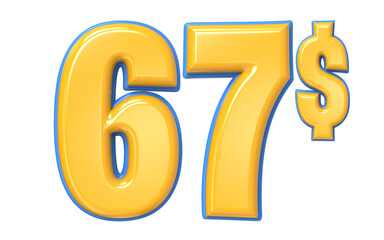 Blue And Yellow Number 3D Render