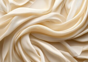 Obraz premium Luxurious Beige Silk Fabric with Smooth Texture and Elegant Draping Flowing in Soft Waves for Fashion Background and Textile Inspiration
