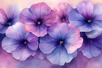 Soft pastel petals blend in shades of pink and purple, creating a serene floral backdrop.