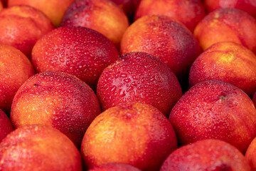 ripe wet red nectarines folded together