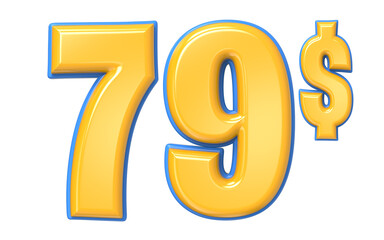 Blue And Yellow Number 3D Render