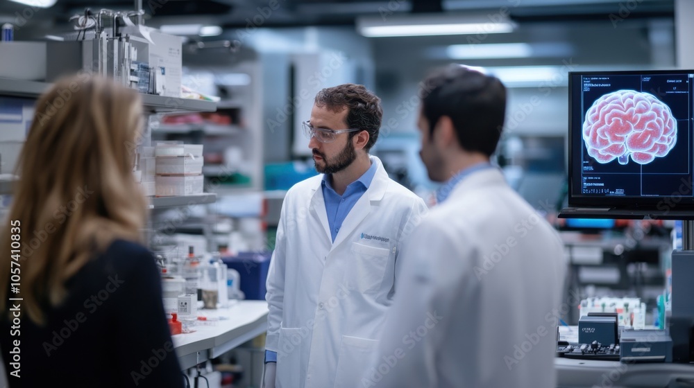 Aufkleber cutting-edge lab with scientists developing artificial