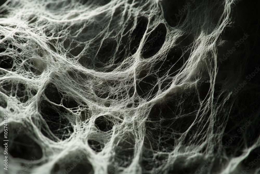 Aufkleber a close-up view of web-like strands intricately weaving together, forming an abstract design, highli