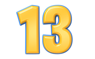 Blue And Yellow Number 3D Render