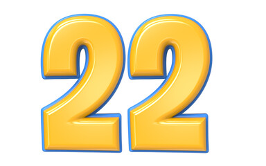 Blue And Yellow Number 3D Render