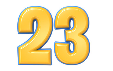 Blue And Yellow Number 3D Render