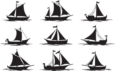 Space Ship Vector Art & Graphics, Sail boat icons set stock illustration