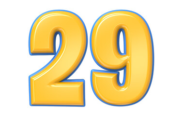 Blue And Yellow Number 3D Render