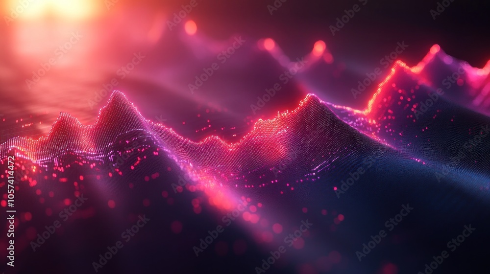 Poster abstract visualization of sound waves with vibrant colors and dynamic patterns.