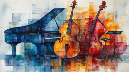 musical instruments abstract painting