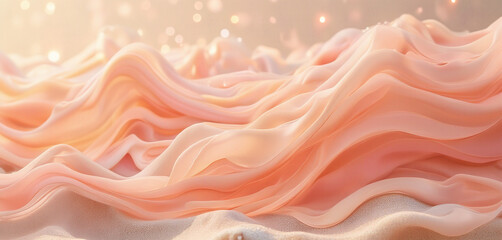 Obraz premium Soft Peach and Coral Fabric with Elegant Flowing Waves