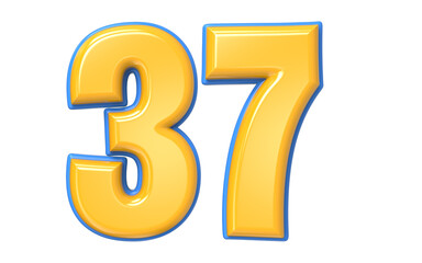 Blue And Yellow Number 3D Render