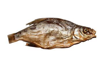 Dried bream on a white background.Dried fish for beer.