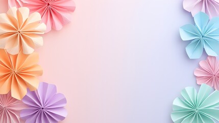 Obraz premium Aster Origami Art in Soft Pastel Tones - Detailed Paper Folds Showcasing Elegance and Creativity for Floral Decor and Craft Projects