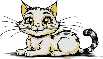 A charming anthropomorphic cartoon cat