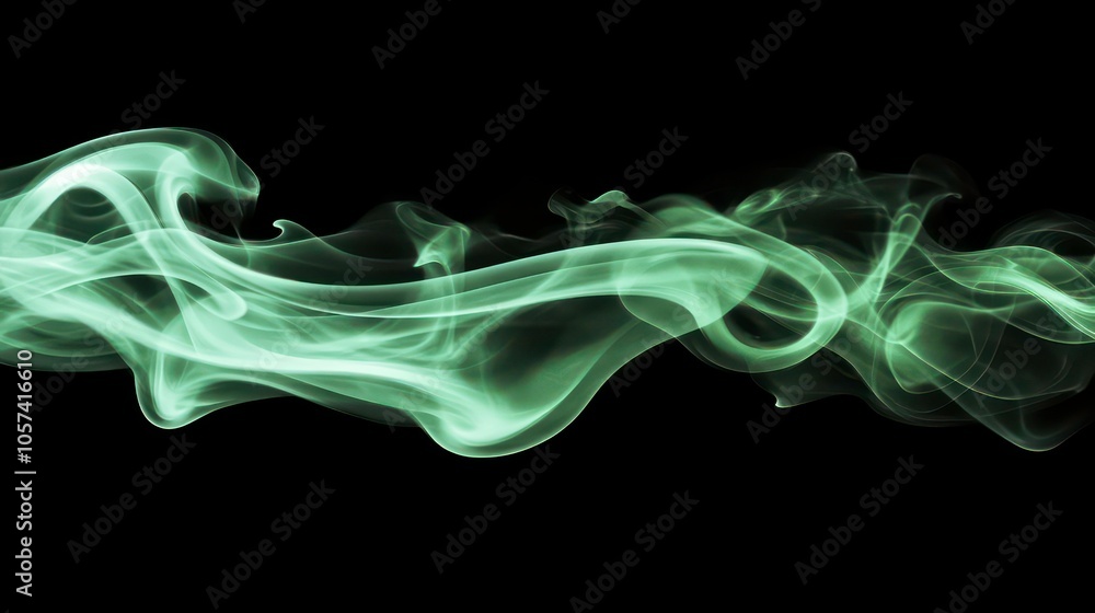 Poster a dense cloud of smoke swirling against a dark background, creating a mysterious atmosphere.