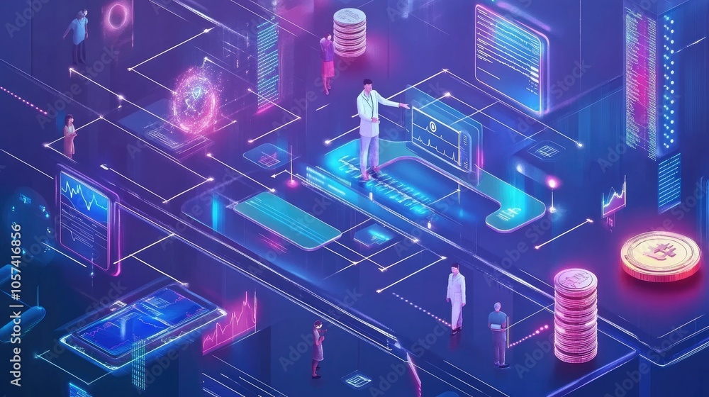 Poster Abstract banner showing personalized medicine concepts and blockchain for healthcare applications